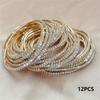 Charm 12pcs Set for Valentine's Day Gift with Perfect Iron Material Parties Versatile Elastic Bangle Elegant Simple Style Rhinestone Tennis Bracelets