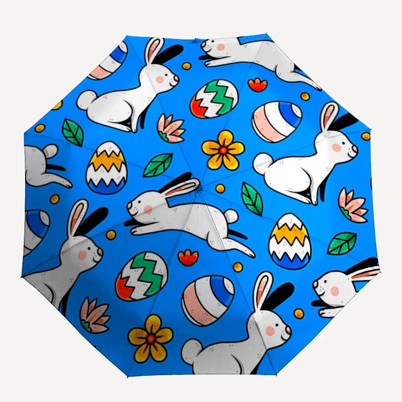

1pc Eggs Bunny Pattern Automatic Folding Umbrella - Portable Collapsible 8-Rib Umbrella for All Seasons Durable Canopy yy251119132