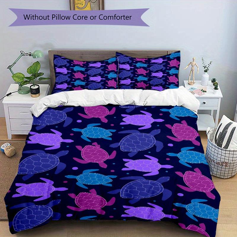 3pcs Turtle Pattern Bedding Set, Breathable and Soft, Suitable for All Seasons, Ideal for Home Use, Suitable for Bedroom Decor 21129