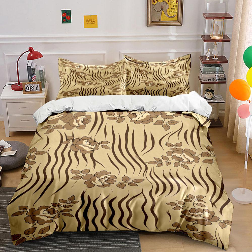 Floral and Zebra Stripes. Bedding Sets Duvet Cover Sets Duvet Covers Pillowcases(1 * Duvet Cover 2 * Pillowcases Without Duvet Insert)