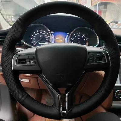 Ar rokām šūts neslīdošs melnas ādas auto stūres rata pārvalks priekš Maserati President Ghibli Levante Autodaļas