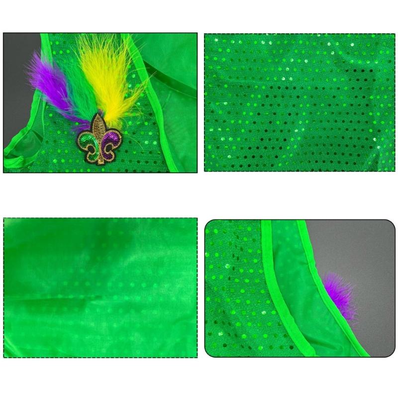 StPatricks Day Top Hat Glittering Feather Jazz Cap for Women Men Carnivals Party Festival Event Gathering Headpiece