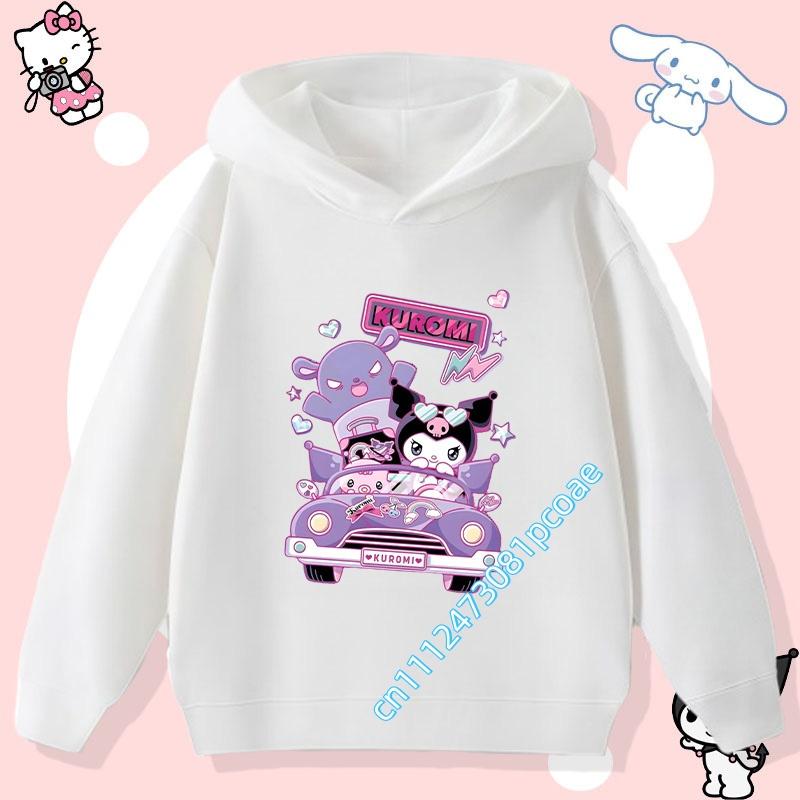 2026 New Kurumi Children's Hooded Sweatshirt Boys' Sport Shirt Girls' Casual Top Sanrio Cartoon Print Fall/Winter Pullover Shirt