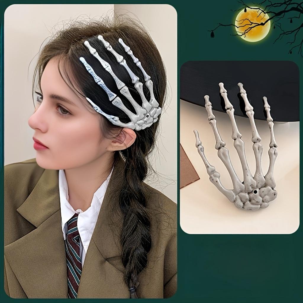 1pc Halloween Skull Hand Claw Hair Clip Funny Dress Up Headwear Horror Dark Hand Skeleton Duckbill Clip Hair Accessories