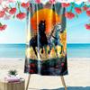 Galloping under golden skies Print beach towel, quick drying, suitable for travel, outdoor sports, jogging, the beach and swimming, gift