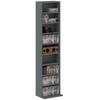 CD/DVD Storage Unit, 9 Compartments, 6 Adjustable Shelves, 260 CDs/120 DVDs, 33 x 24 x 140 cm, Grey