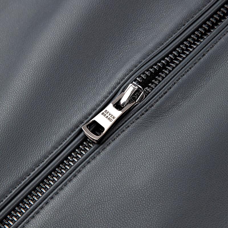 Qipai Men's Hooded Business Casual Leather Jacket