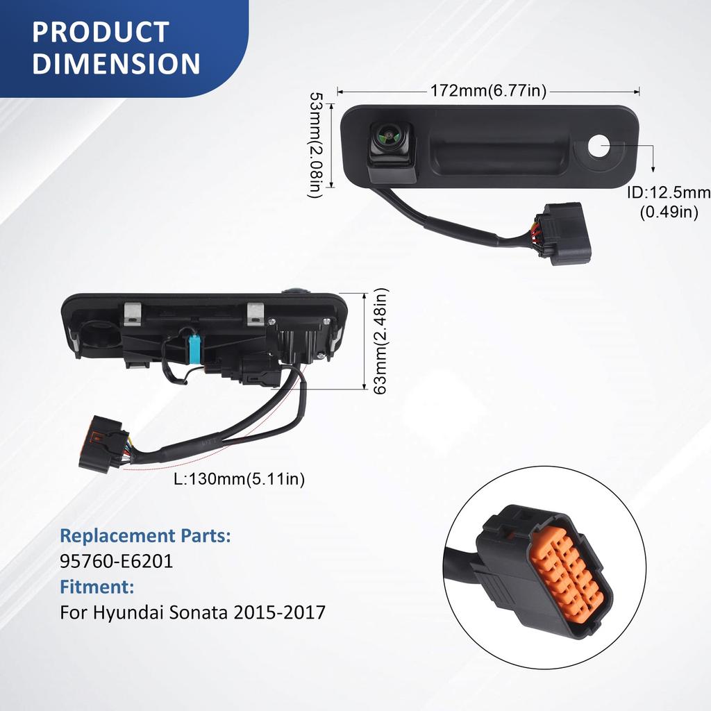 95760-E6201 Black 12V 5A IP68 Back Up Camera Rear View Camera Trunk Switch Plastic Metal For Hyundai Sonata 2015 2016 2017