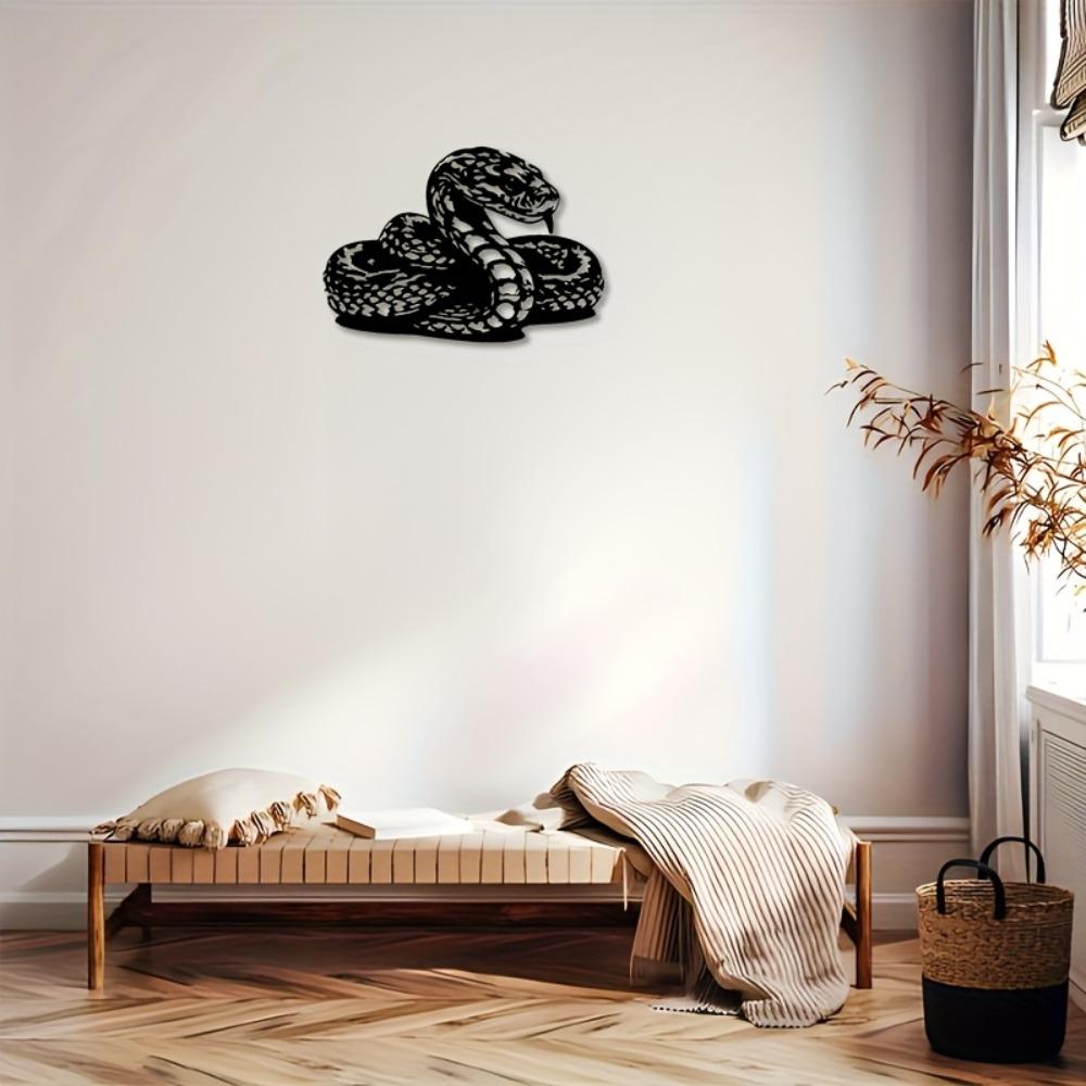 

Modern Minimalist Metal Snake Wall Art Black Iron Sculpture Outdoor Office Decor Easy Mounting Gift Halloween Christmas Birthday S-30cm/12inch