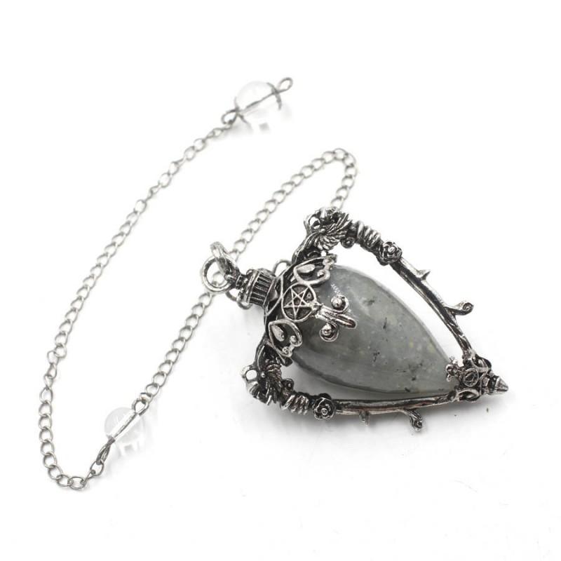 Crystal Pendulum Pendant Necklace Natural Stone Gemstone Charm Women Fashion OL Style Copper Plated Jewelry