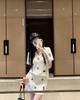European Heavy Embroidery Cartoon Knit Two-Piece Set: Short Sleeve Lapel Top & Skirt