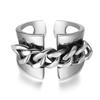 Adjustable Open Ring Men Women Vintage Geometric Design With Twisted Chain Detail Copper Electroplated Unisex Jewelry