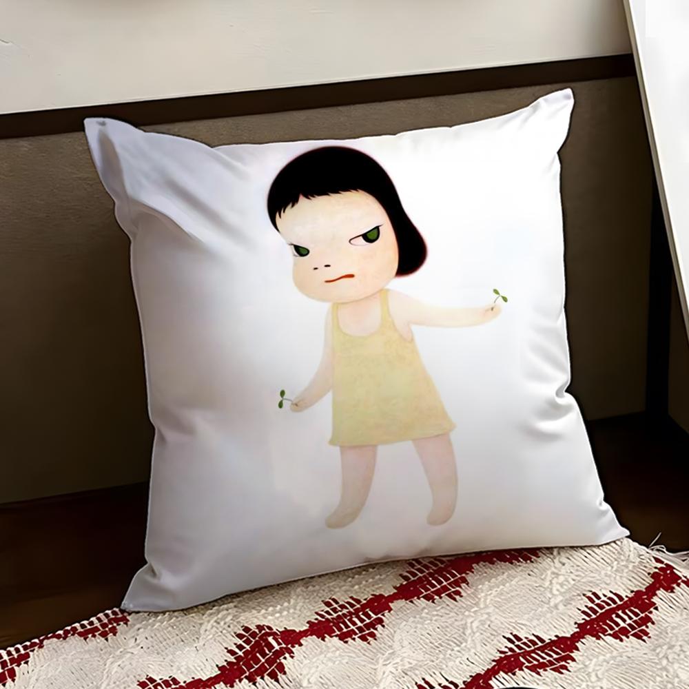 YYoshitomo Nara Art Cushion Cover Reversible Soft Durable Pillow Cover Home  Car MultiScene Use for Daily Comfort