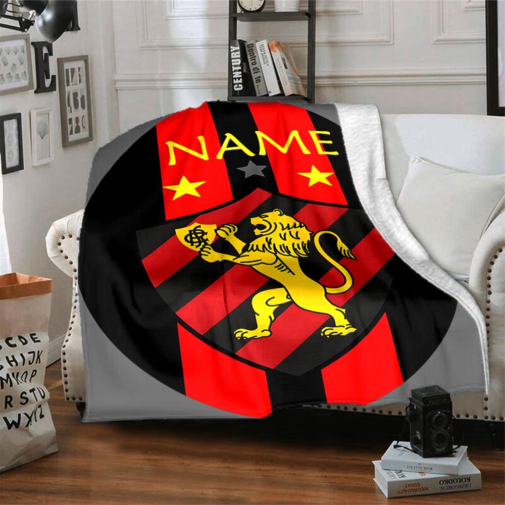 Custom Name Lion Crest Badge blanket for Couch & Bed, Plush Cozy Fuzzy Blanket Super Soft & Warm Blankets for Fall and Winter. 0908283