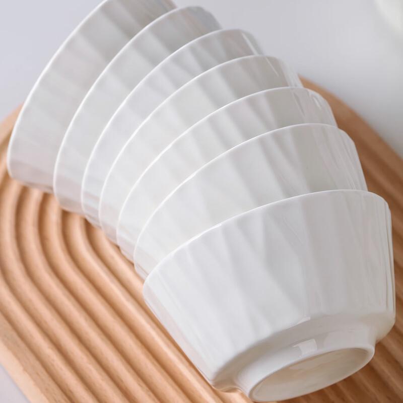 Haoya Jingdezhen Elegant Jade White Ceramic Rice Bowls (Set of 4)