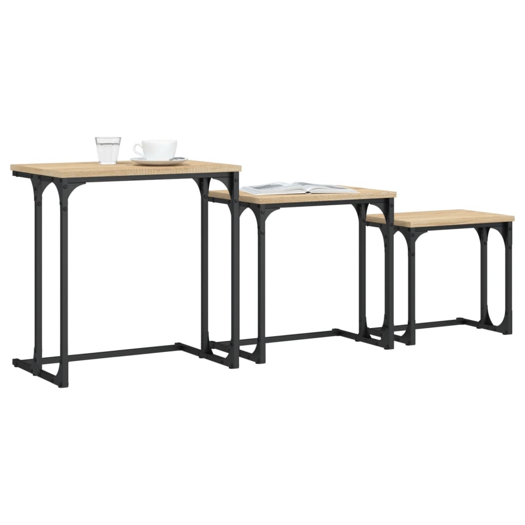 Coffee Tables, Nesting, 3 Pcs, Sonoma Oak