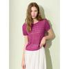 Sancai 2025 Summer Textured Hollow Knit Short Sleeve Pullover
