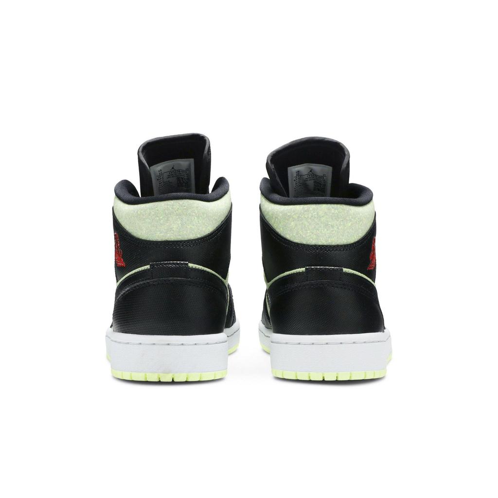 Womens Air Jordan 1 Mid SE 'Black Barely Volt' (women's Sizes) Black / Chile Red / Barely Volt Vintage Basketball Shoes CV5276 003