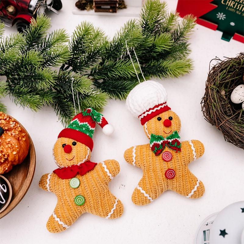1Piece Christmas Decorations Creative Gingerbread Man Doll Pendant Yellow Doll Party Christmas Tree Pendant
