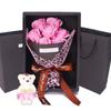 With Bear Doll 7 Rose Soap Bouquet Packing Box Artificial Flowers Rose Bouquet Gift Box Ribbon Bow Simulated Rose Bundle