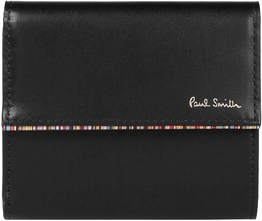 

Черный мужской кошелек-трифолд Paul Smith Signature Stripe с отделкой, чёрный