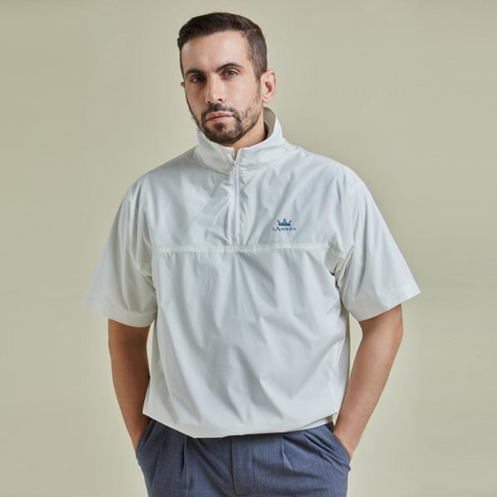Lambda Men S Air Shell Wind Jacket Short Sleeve Cream Ivory 26121