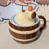 Ceramic Mug Cute Capybara Water Bucket Shape Cup Porcelain Coffee Cups Dringking Cup with Handle & Lid Christmas Gift