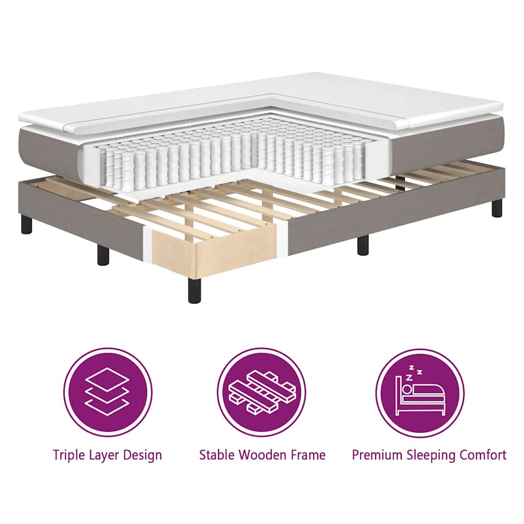 Boxspring Bed with Pillows and Headboard Taupe 200 X 180 Cm Fabric