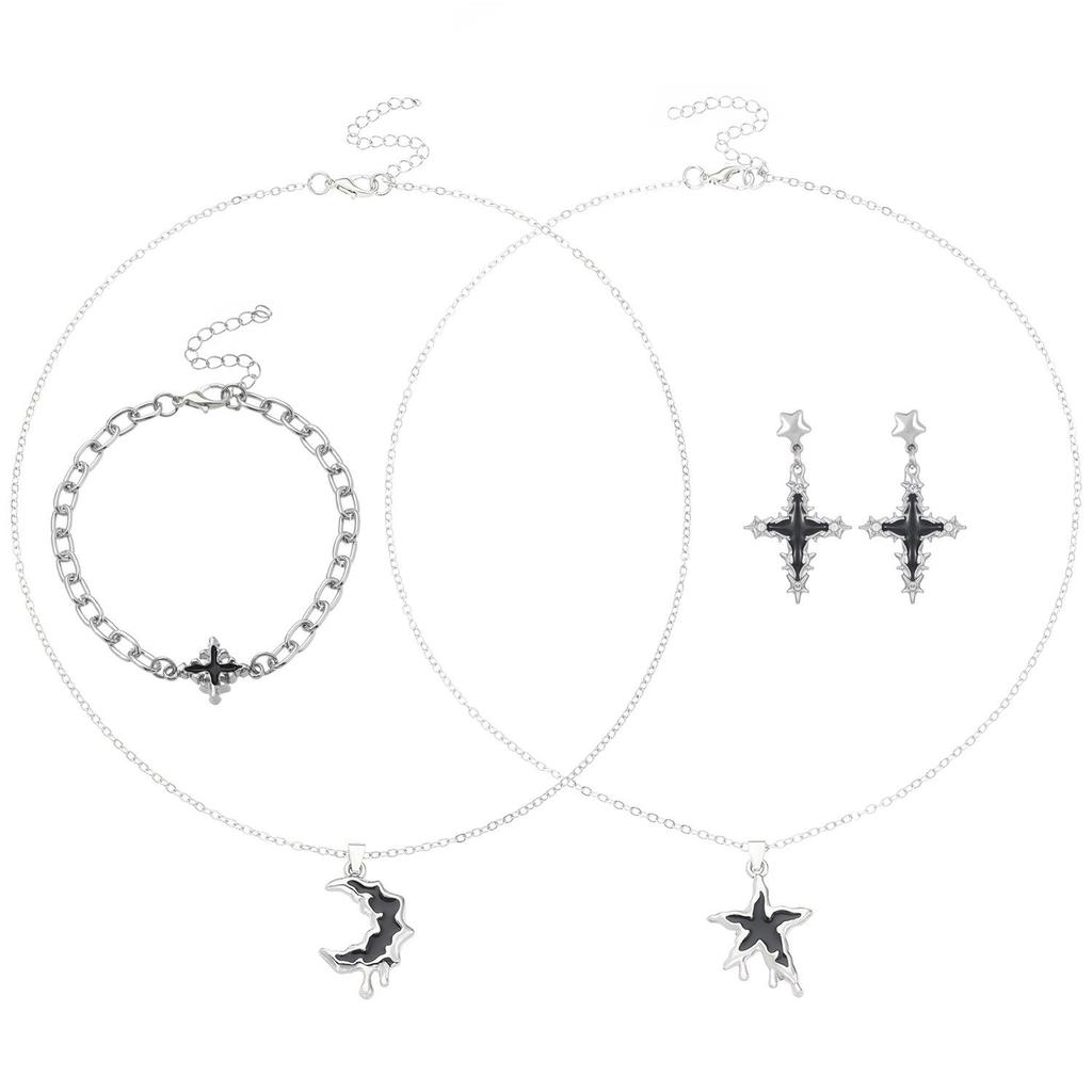 Liquid Lava Moon Star Pendant Necklace & Sweet Spicy Girl Earrings – European & American Style