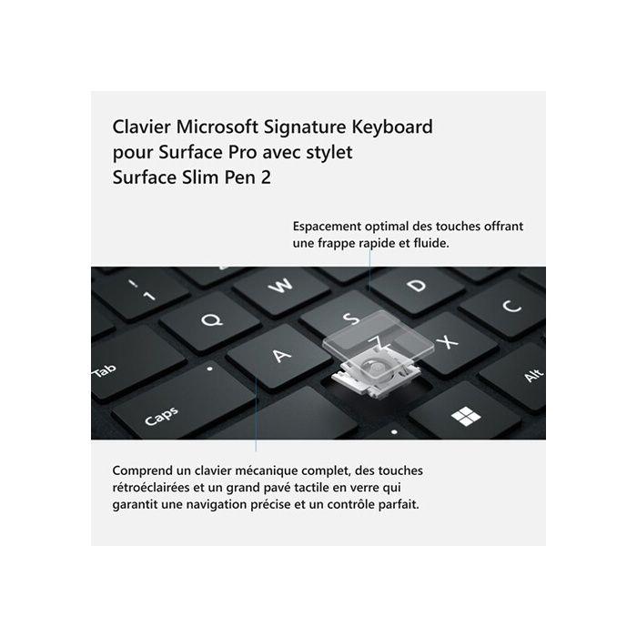 Clavier avec slim pen - microsoft - srprokbw/slimpen sc - bluetooth - rétroéclairé - français