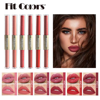 Fit Colors The New Double Head and Dual -use Non -sticking Cup Matte Pearl Gloss Lip Glaze Liquid Lipstick Lipstick