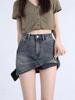 2025 Retro Spicy Girl High Waist A-Line Denim Mini Skirt - Anti-Exposure, Bodycon Fit