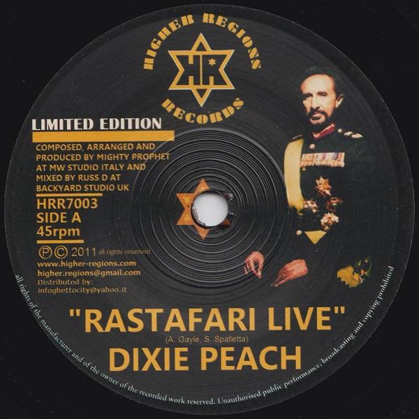 

7-дюймовая пластинка DIXIE PEACH Rastafari Live HRR7003 Higher Regions 2011 Италия Reggae Ska Dub Б/у