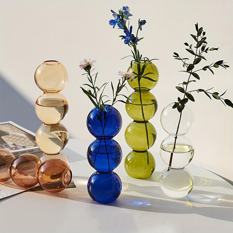 Nordische Glasblasen-Vase - Klarer Hydrokultur-Pflanzgefäß für Heim-Schreibtischdeko, Niedliche Einfache Geschenkidee & Blumengesteck-Dekoration