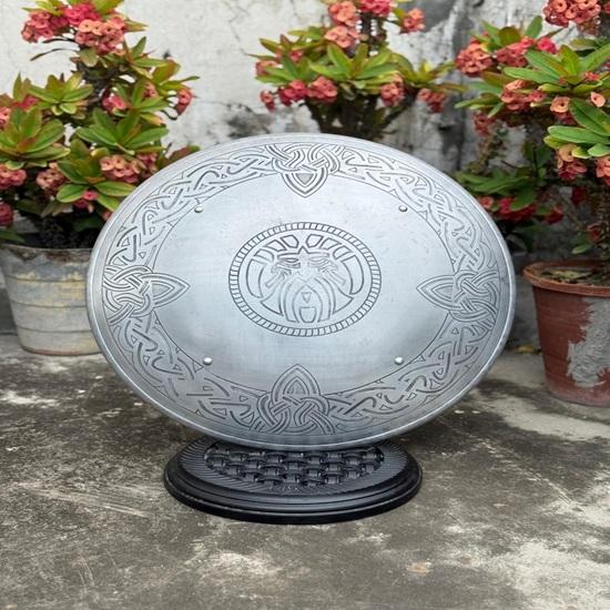 Odin Norse God Shield with Sacred Symbol  Bearded Viking Wall Art Aluminum Round Shield Nordic Pagan Decor Viking Cosplay Prop  Gift