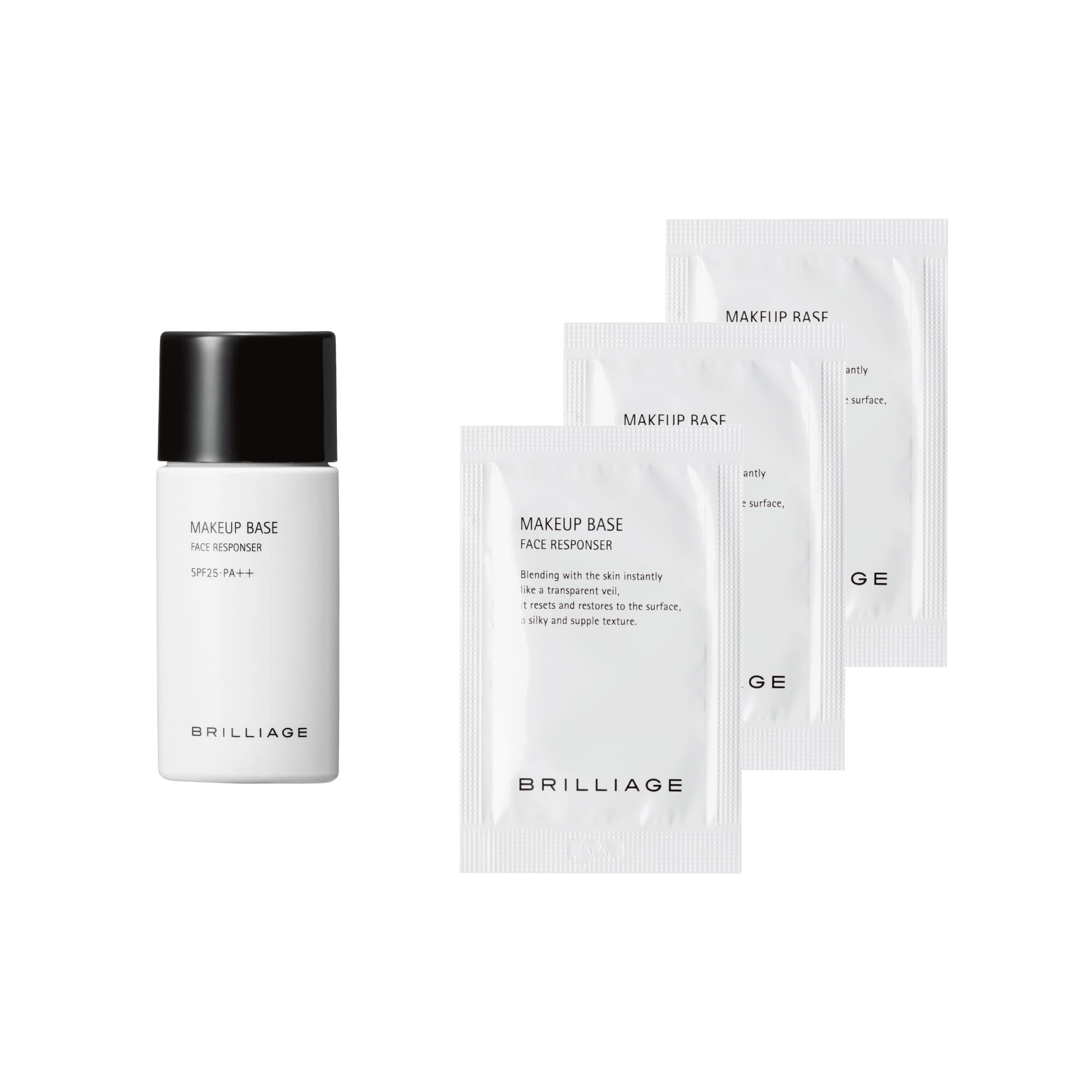 Brilliance Makeup Base Starter Kit (Trial Size) [Mini Bottle  3 Sachet Samples] [Brand Produced by Chiaki Shimada]