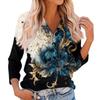 Women'S Casual Fashionable Flower Printing V-Neck Top With Seven Quarter Sleeves Women'S Summer Clothes Top Mujer