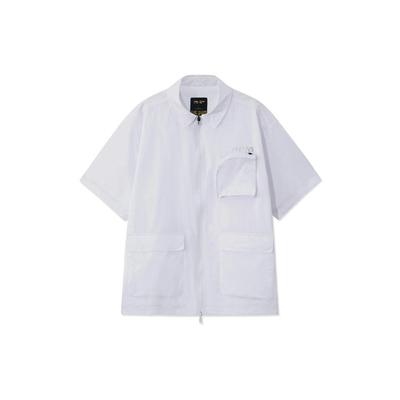 X Chinatown Market Co-Branded Series Plain Multi-Pocket Loose Short Sleeve Shirt Men Tops White ASHR129-1