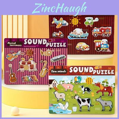 Holz-Tiergeräusch-Puzzle für Kinder, Bildung, Interaktives Lernspielzeug