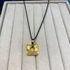 Goldenes Quadrat Fu-Zeichen Sicherheitsverschluss Unisex Pullover Kette Halskette Anhänger