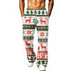Men's Casual Loose Wide Leg Christmas Print Sweatpants with Pockets for Sports and Holiday Wear