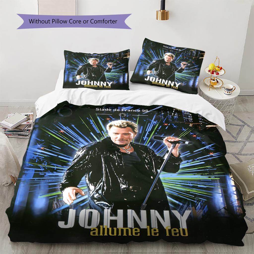 1PC Johnny Hallyday pattern Bedding Quilt Set Quilt Cover Pillowcase Home Decoration Birthday Gift (1 * duvet cover + 19 * pillowcase, without core)
