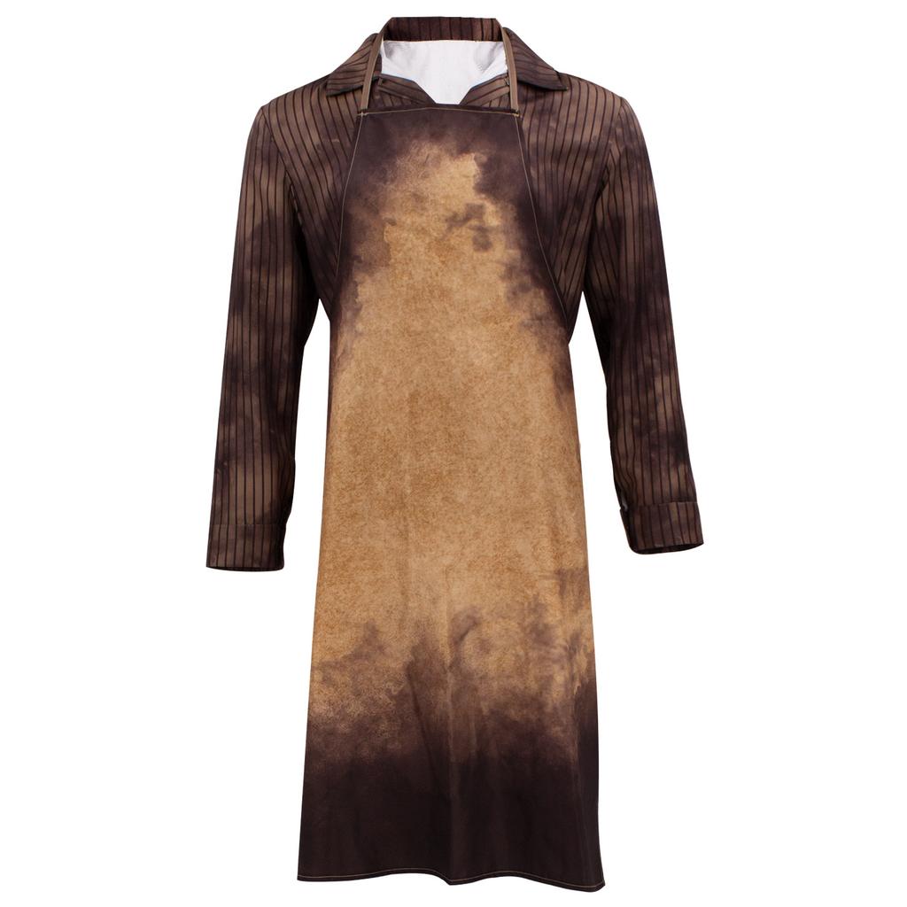 Movie Leatherface Cosplay Costume Human Face Butcher Top Apron Full Set For Men Halloween Carnival Party Suit
