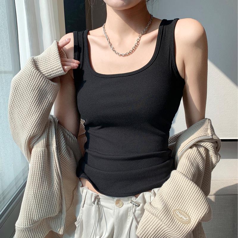 H237 Spring/Summer Women's U-Neck Slim Fit Wide Shoulder Sleeveless Vest