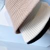 Cashmere Knitted Checkered Bucket Hat Women Fall Winter Warm Knitted Wool Hat Simple and Elegant Solid Fisherman Hat Basin Cap
