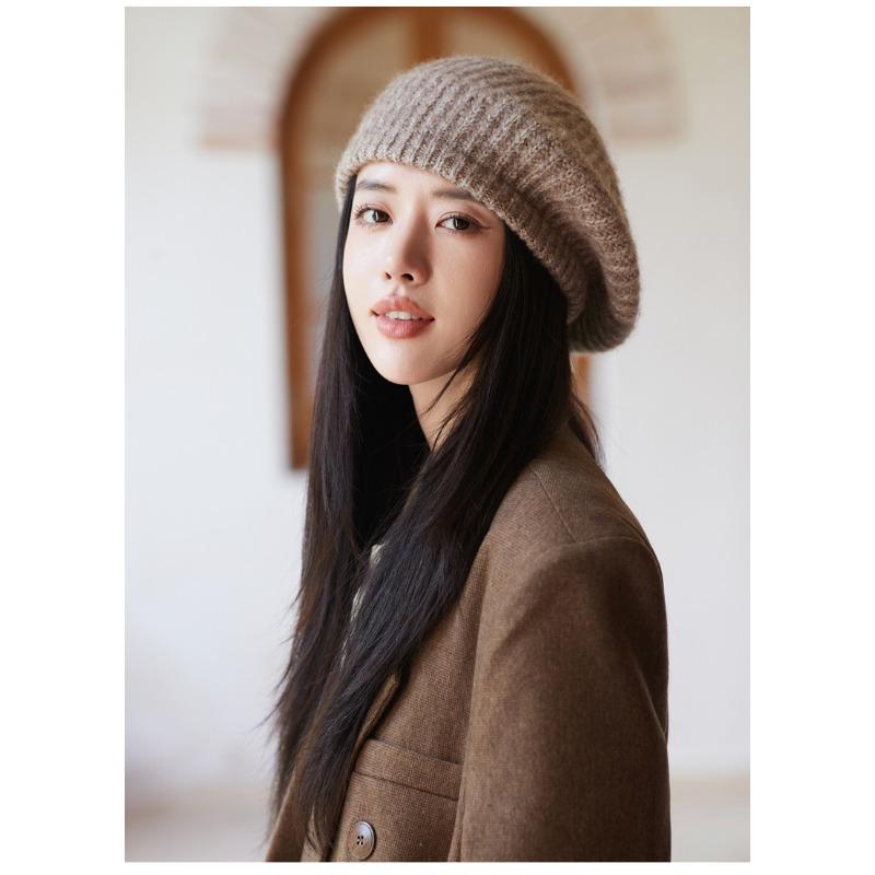 Autumn and Winter Hats, Children's Knitted Warm Woolen Hats, Solid Color Berets