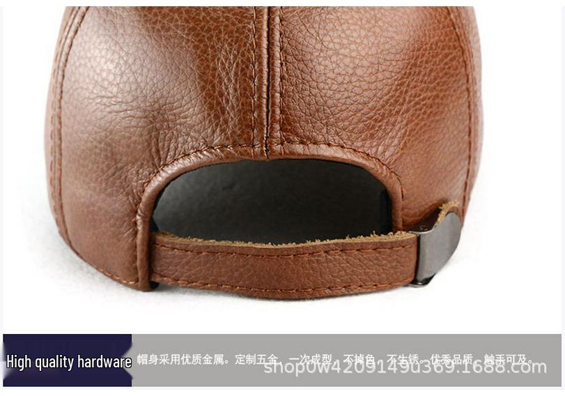Men's and Women's Leather Baseball Cap - Autumn/Winter Korean Style