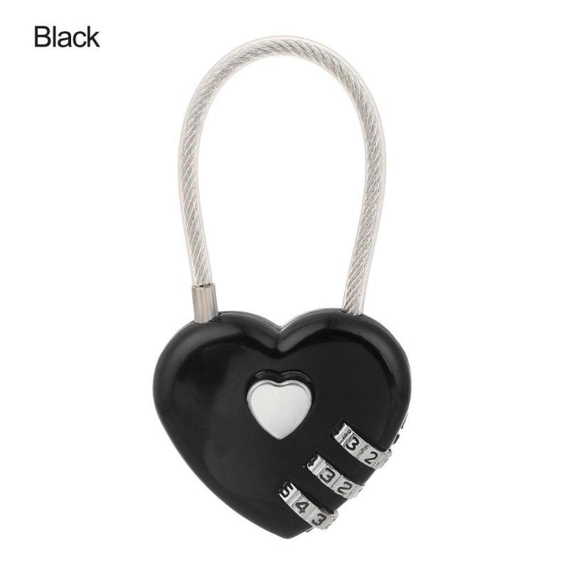 Resettable 3-Digit Padlock Heart Password Padlock Outdoor Luggage Code Padlock Valentine'S Day Gift