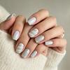 As Novas 24 Peças de Nail Art São Pequenas, Frescas E Simples Design Listrado com Glitter, Unha Quadrada Curta para Usar.