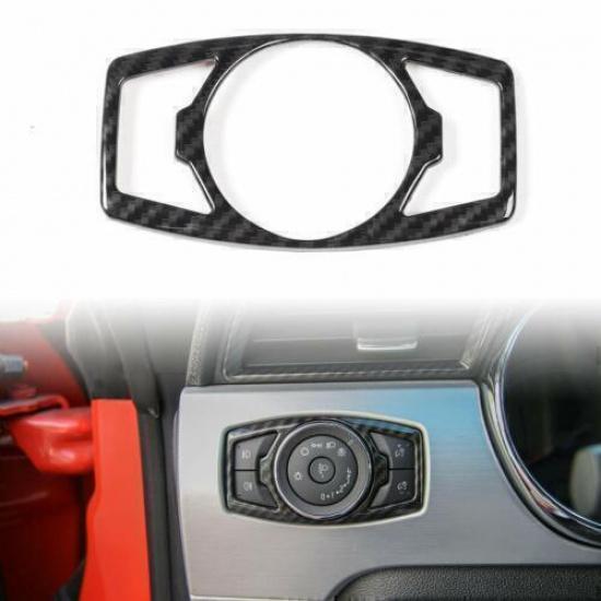 Carbon fiber Headlight Switch Trim Decor Cover for Ford F150/Mustang 2015-